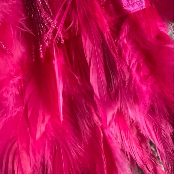 Judith March skirt pink fuchsia fringe feather mini elastic waist flapper small - Picture 9 of 9